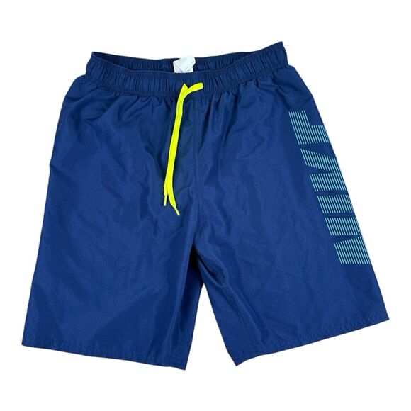 Nike Shorts Mens Medium Blue Surge Volley Swim Trunks Spell Out Logo - Picture 1 of 7